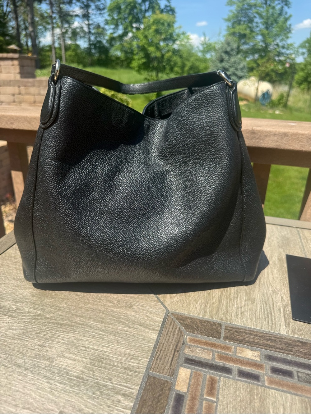 GUC COACH Edie 31 Black Pebbled Leather Shoulder Bag w/ COA - Picture 4 of 16